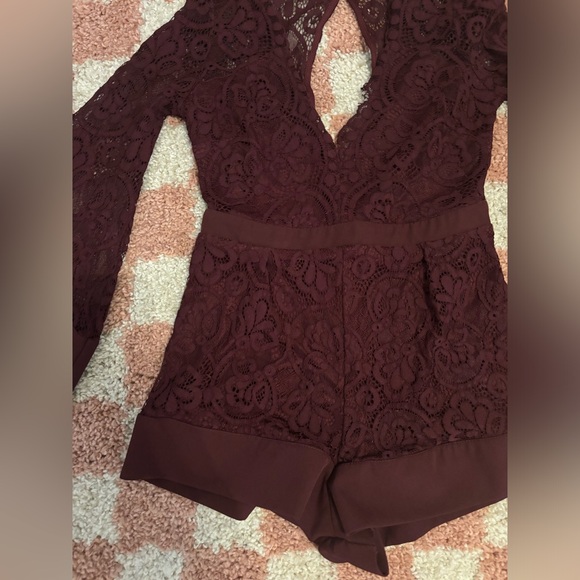 Blu Spero Maroon Lace Romper - Picture 9 of 9